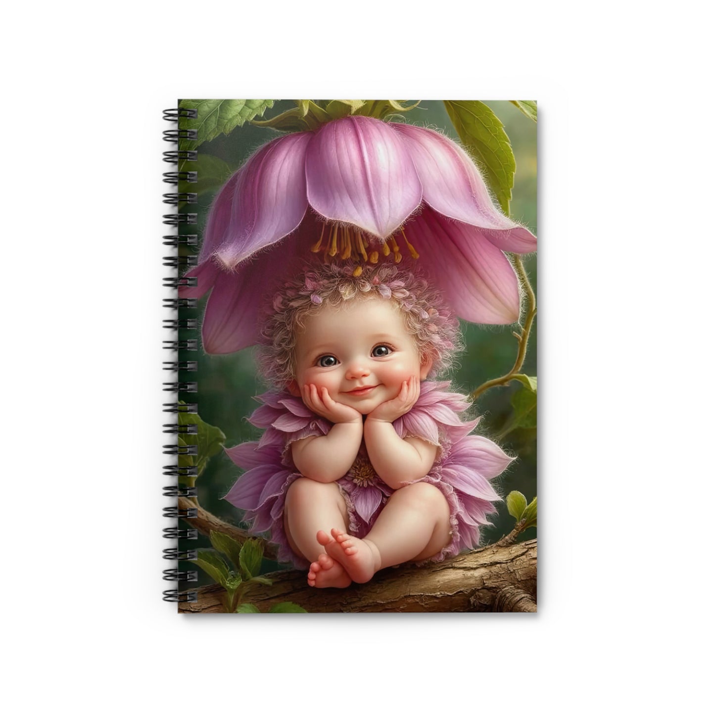Whimsical Floral Fairy Spiral Notebook - Ruled Line Journal