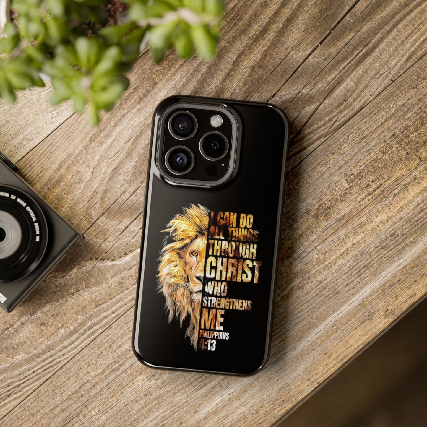 Inspirational Lion Magnetic iPhone Case, Strength & Faith, Christian Accessories