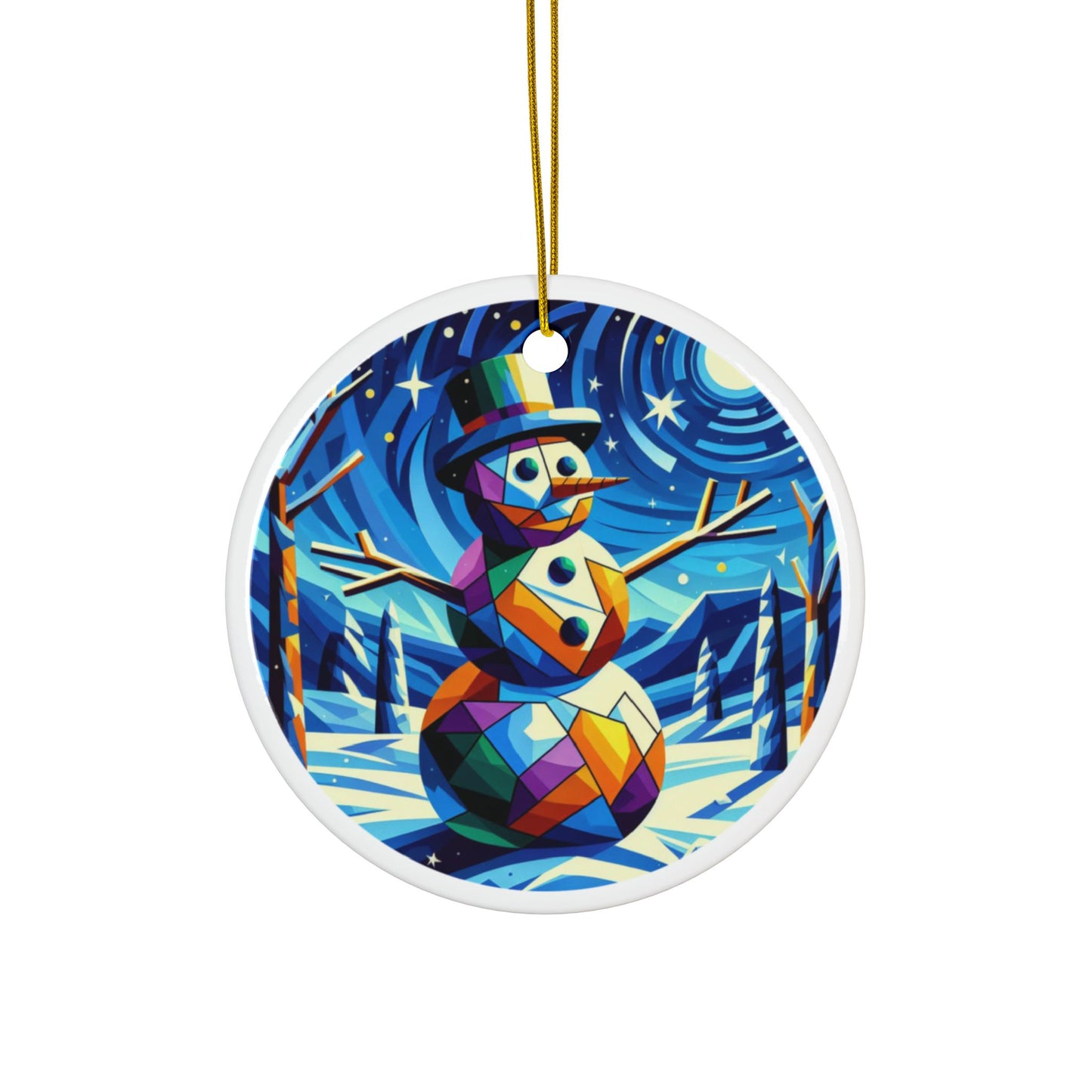 Cubist Frosty Abstract Christmas Ceramic Ornaments, 2-Side Print, (1pc, 3pcs, 5pcs, 10pcs)