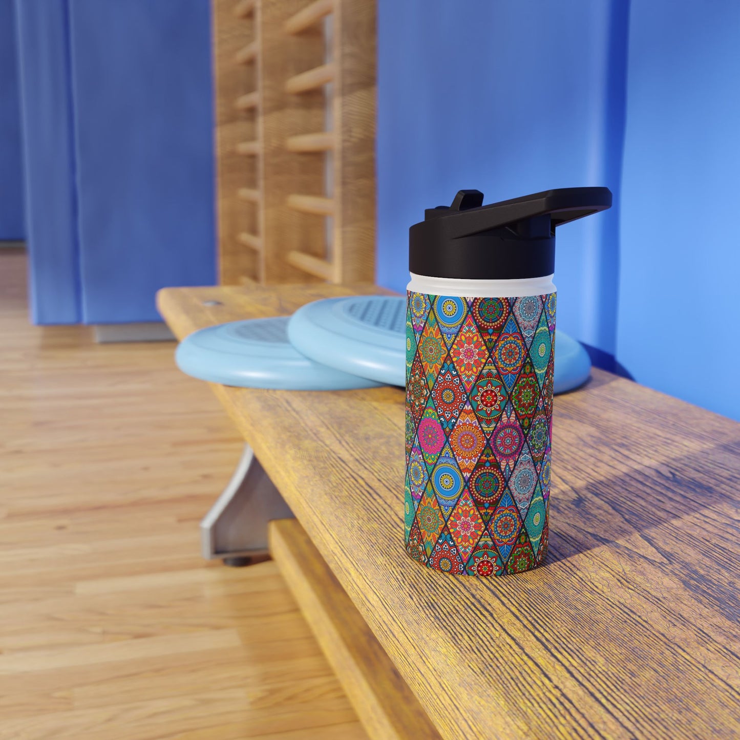 Mandala Argyle Stainless Steel Water Bottle, Standard Lid