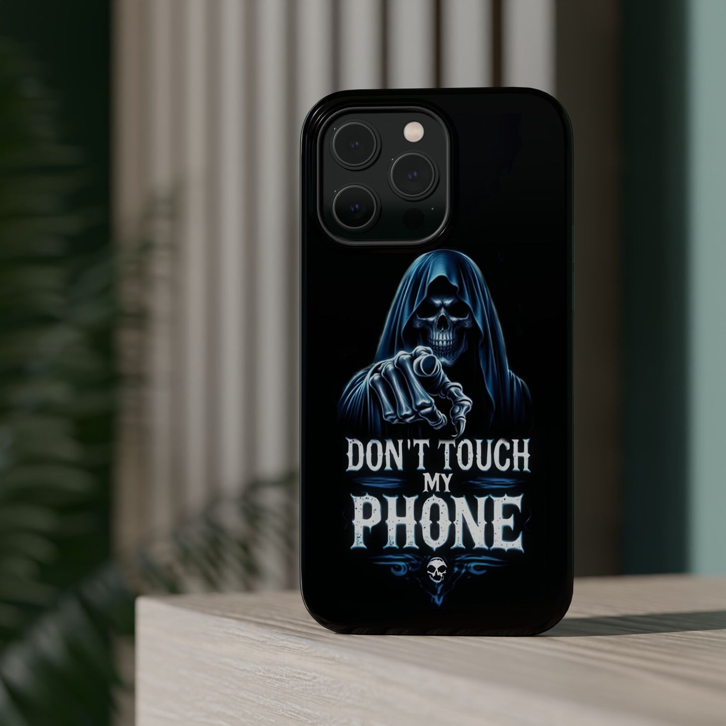 Gothic Magnetic iPhone Case: Don't Touch My Phone