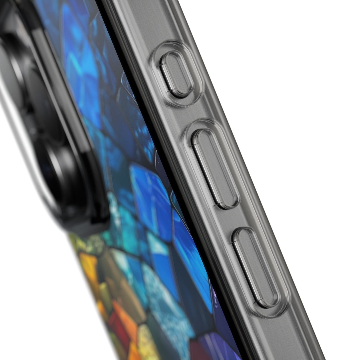 Vibrant Clear Phone Case, Colorful Stained Glass Design