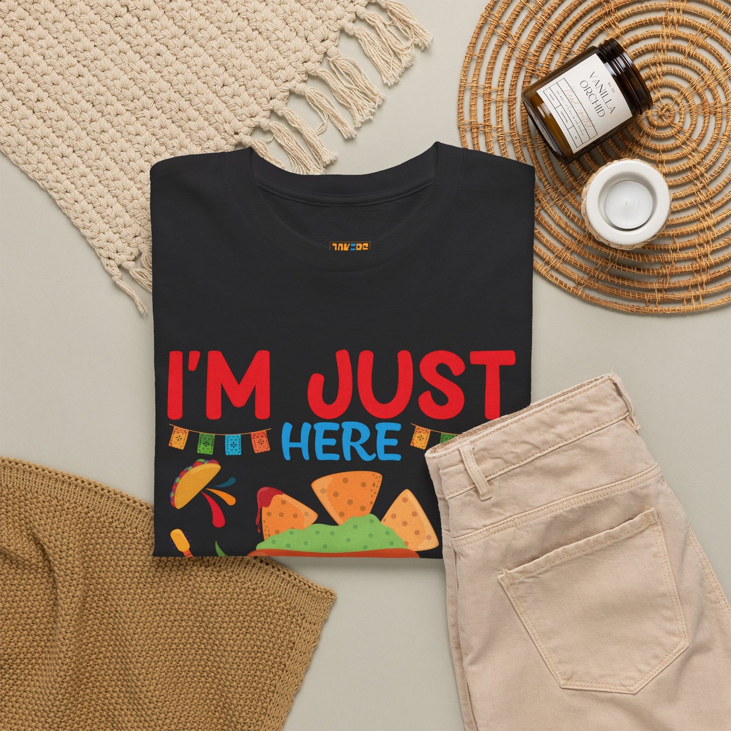 Funny Taco Lovers Unisex Heavy Cotton Tee - "I'm Just Here For The Tacos"
