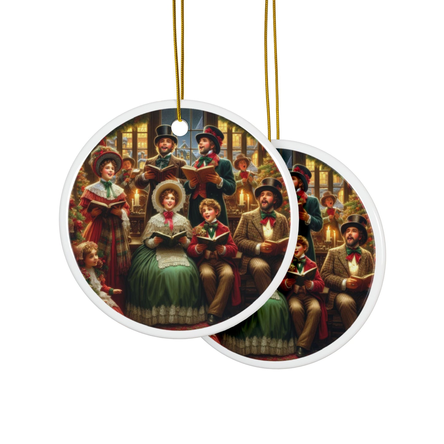 Melodies of Christmas Cheer Christmas Ceramic Ornaments, 2-Side Print, (1pc, 3pcs, 5pcs, 10pcs)