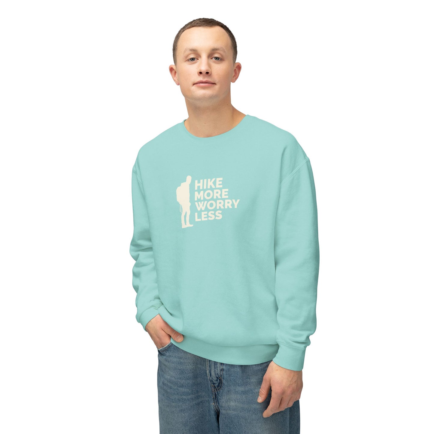 Hike More Worry Less Unisex Lightweight Crewneck Sweatshirt