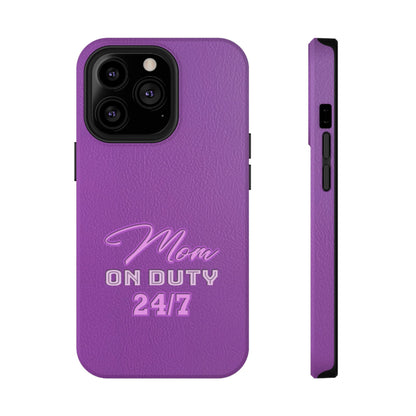 Mom On Duty Impact-Resistant Case, Purple Case for Mothers