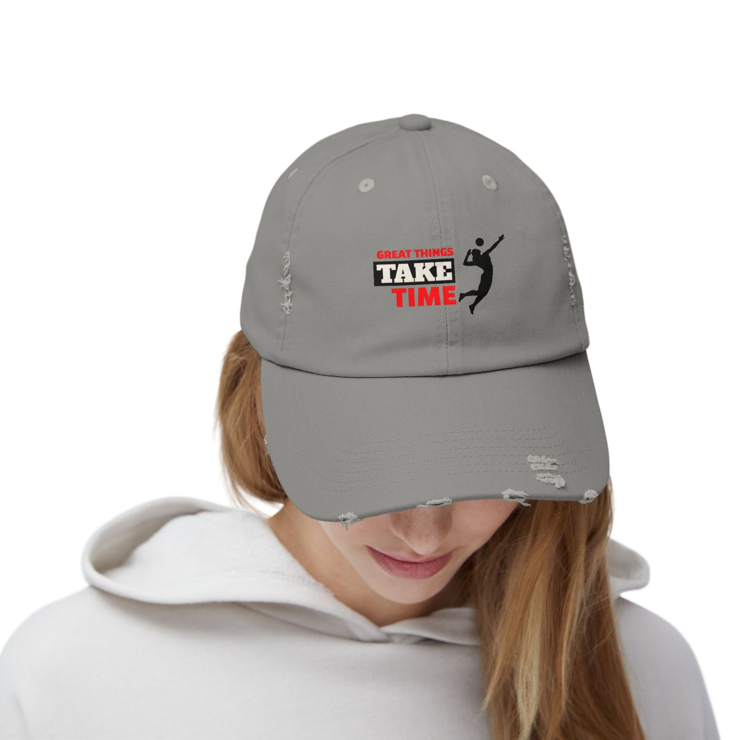 Great Things Take Time Unisex Distressed Cap