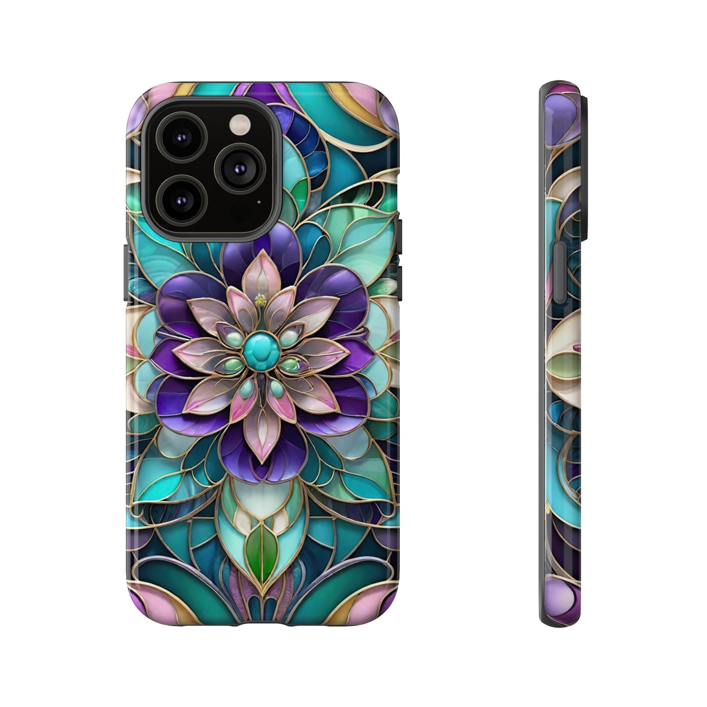 Floral Stained Glass Tough Phone Case -Stylish Protection for Your Device