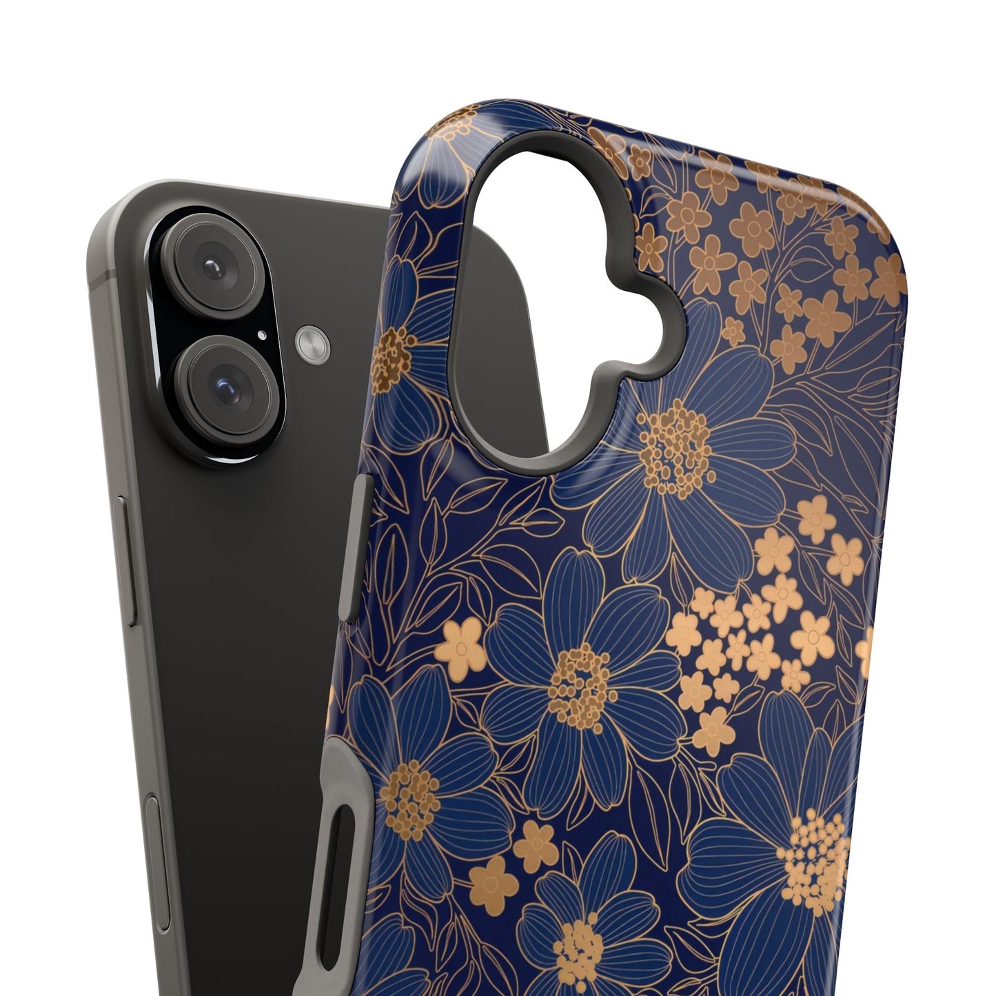 Luxury Serial Magnetic Phone Case, Golden Floral