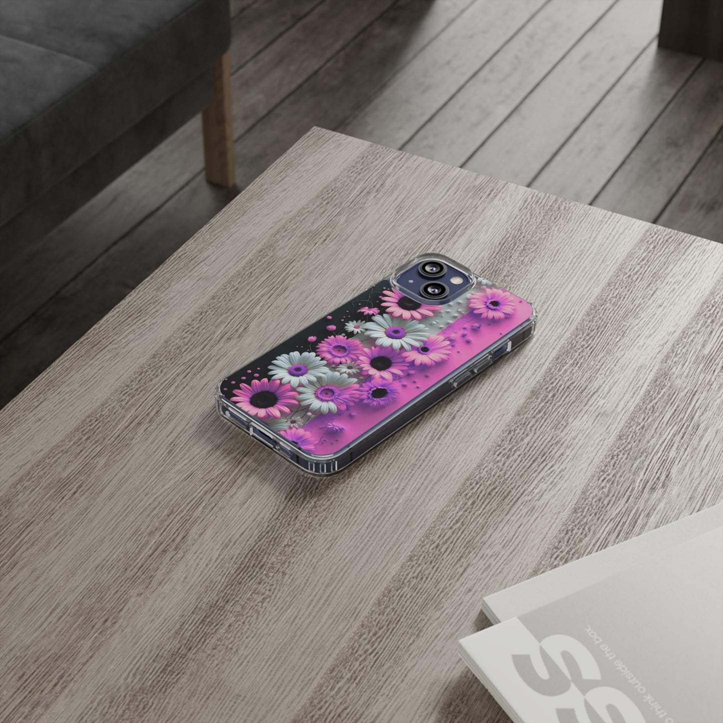 Floral Clear Phone Case – Pink Flower Design