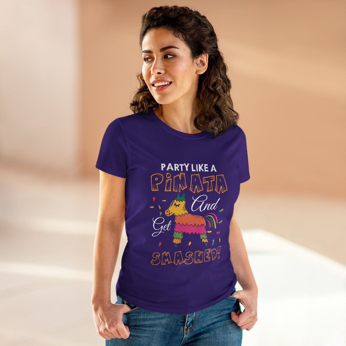 Party Like a Piñata Cotton Tee for Women - Fun and Playful Graphic Shirt