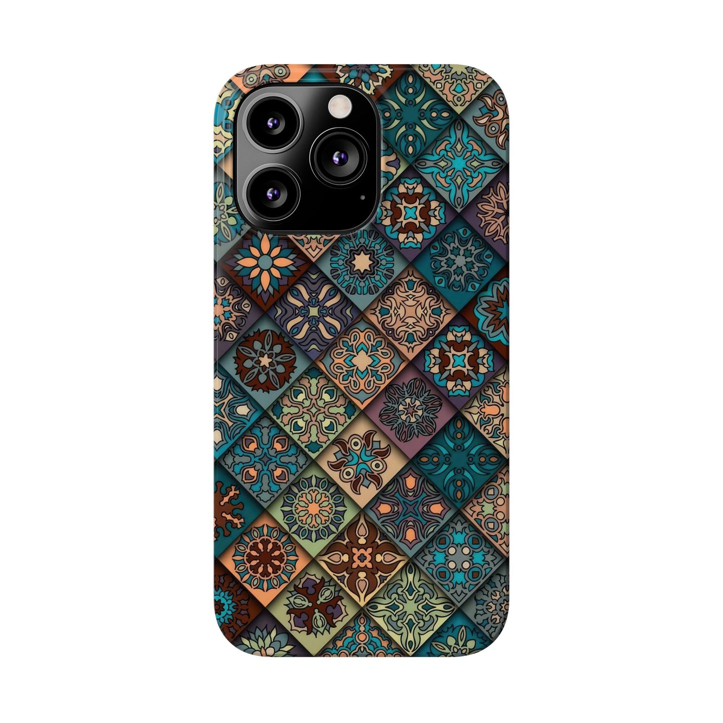 Aztec Geometric Slim Cases, Boho Blue