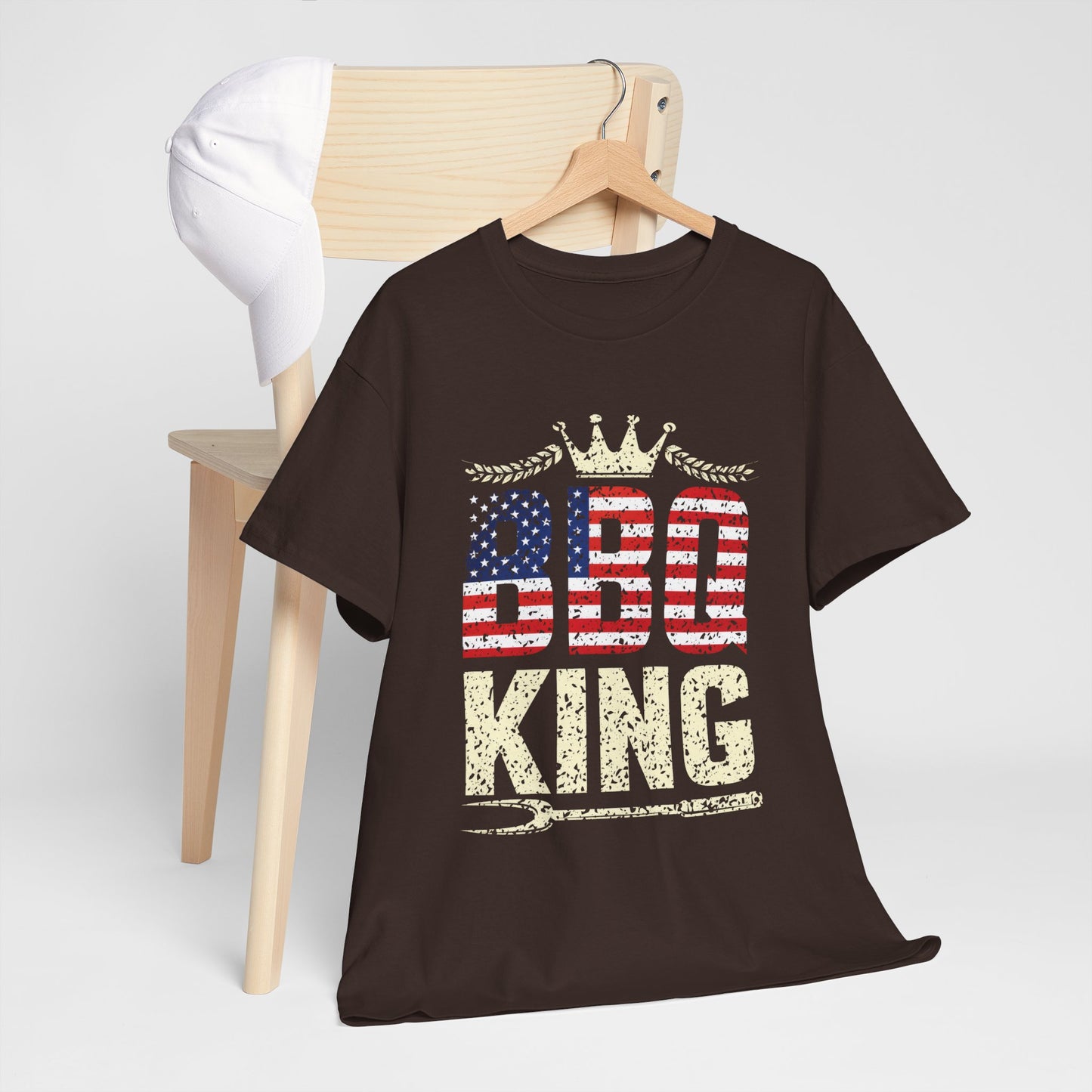 BBQ King Unisex Heavy Cotton Tee - Patriotic Grilling Shirt for Summer Celebrations