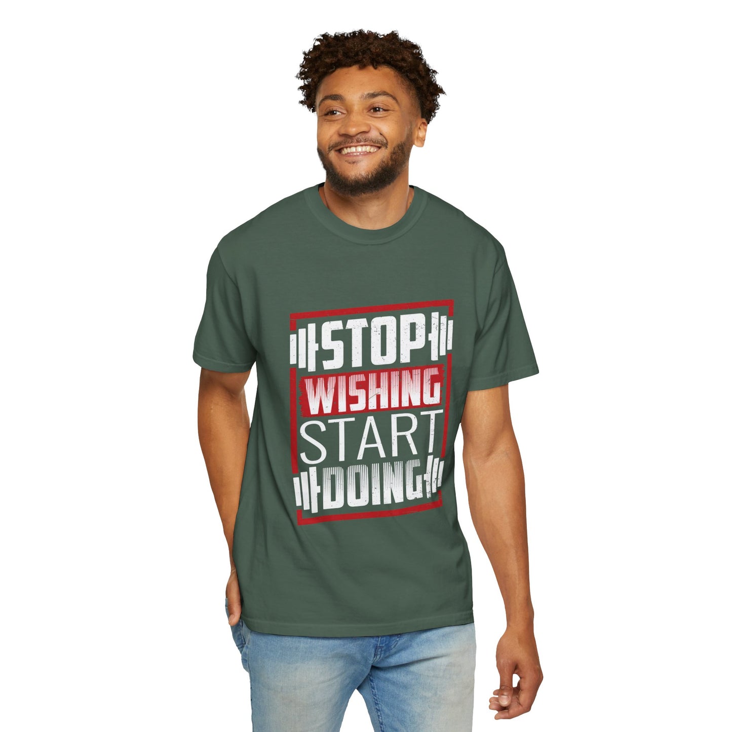 Motivational Workout T-Shirt - 'Stop Wishing Start Doing'
