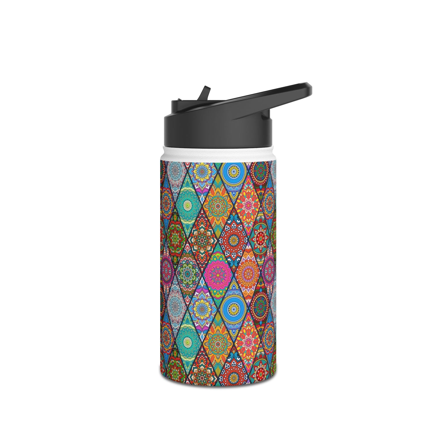 Mandala Argyle Stainless Steel Water Bottle, Standard Lid