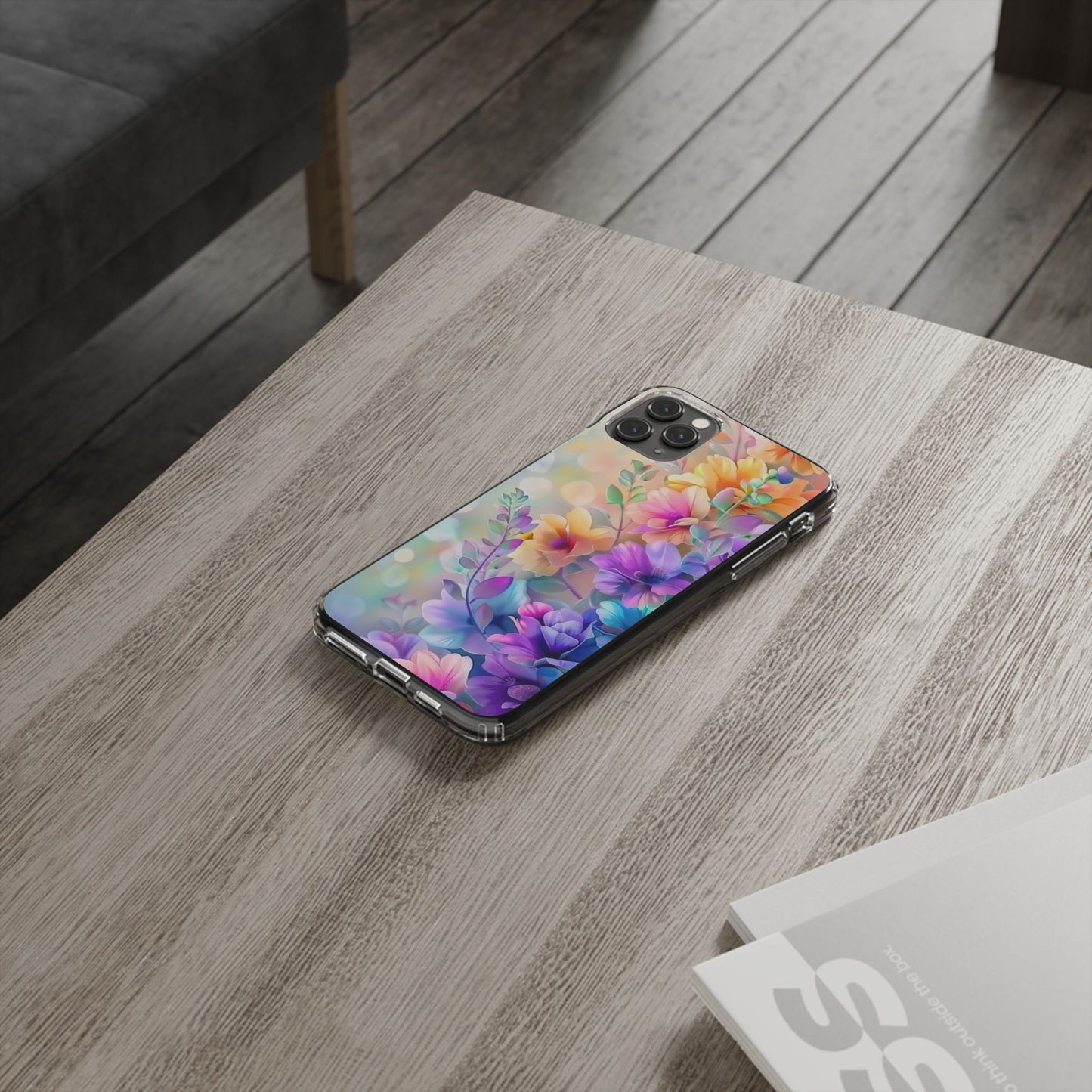 Floral Clear Phone Case -  Colorful Spring Design