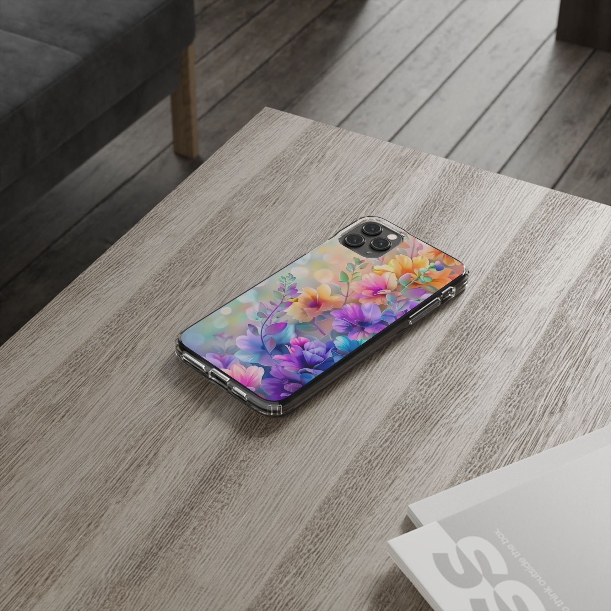 Floral Clear Phone Case -  Colorful Spring Design