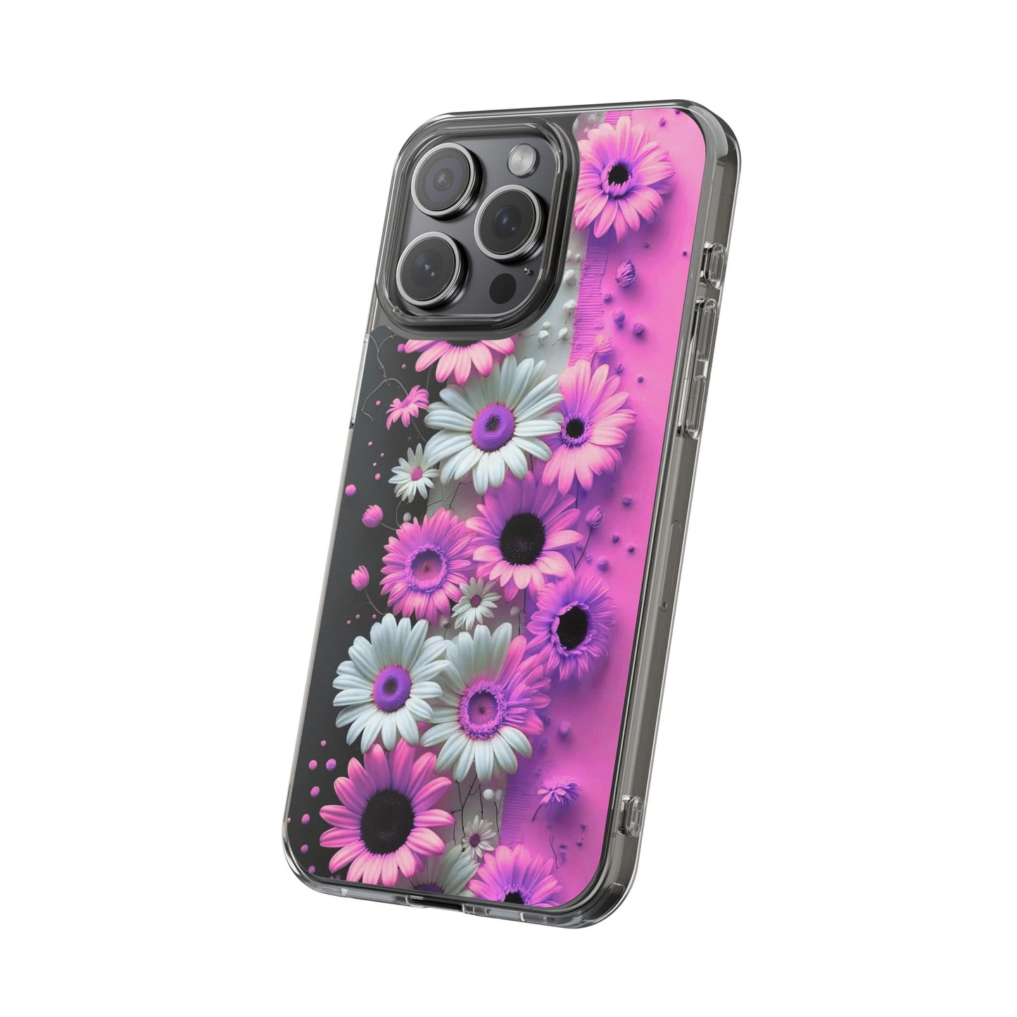 Floral Clear Phone Case – Pink Flower Design