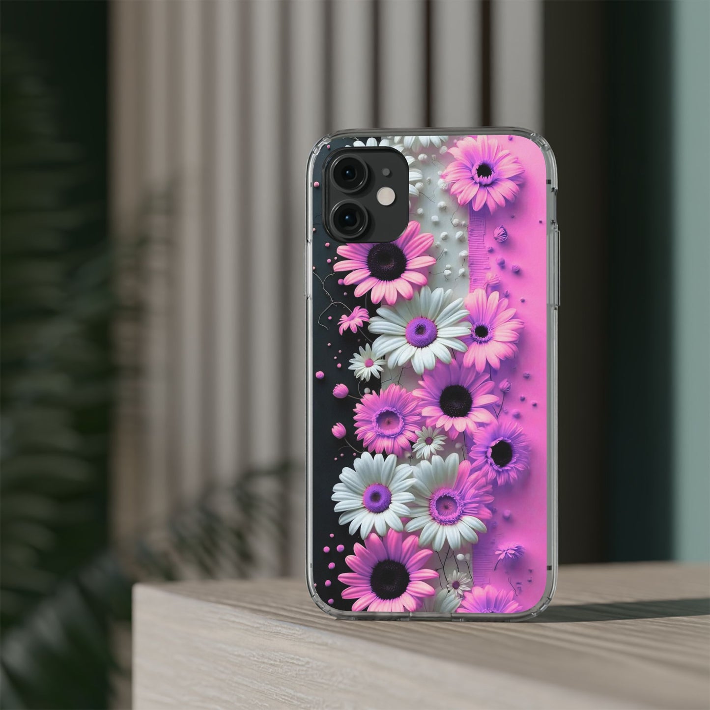 Floral Clear Phone Case – Pink Flower Design