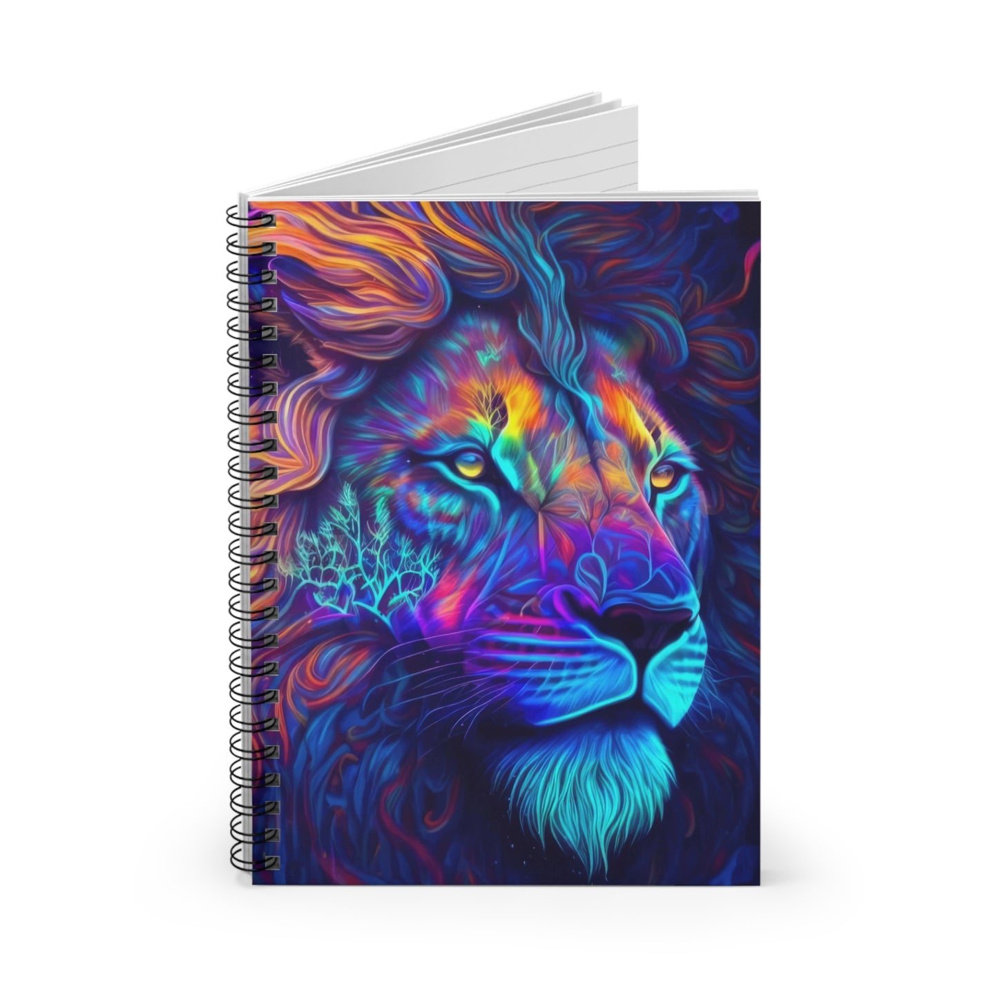 Vibrant Lion Spiral Notebook 6” x 8” – Colorful Art Journal
