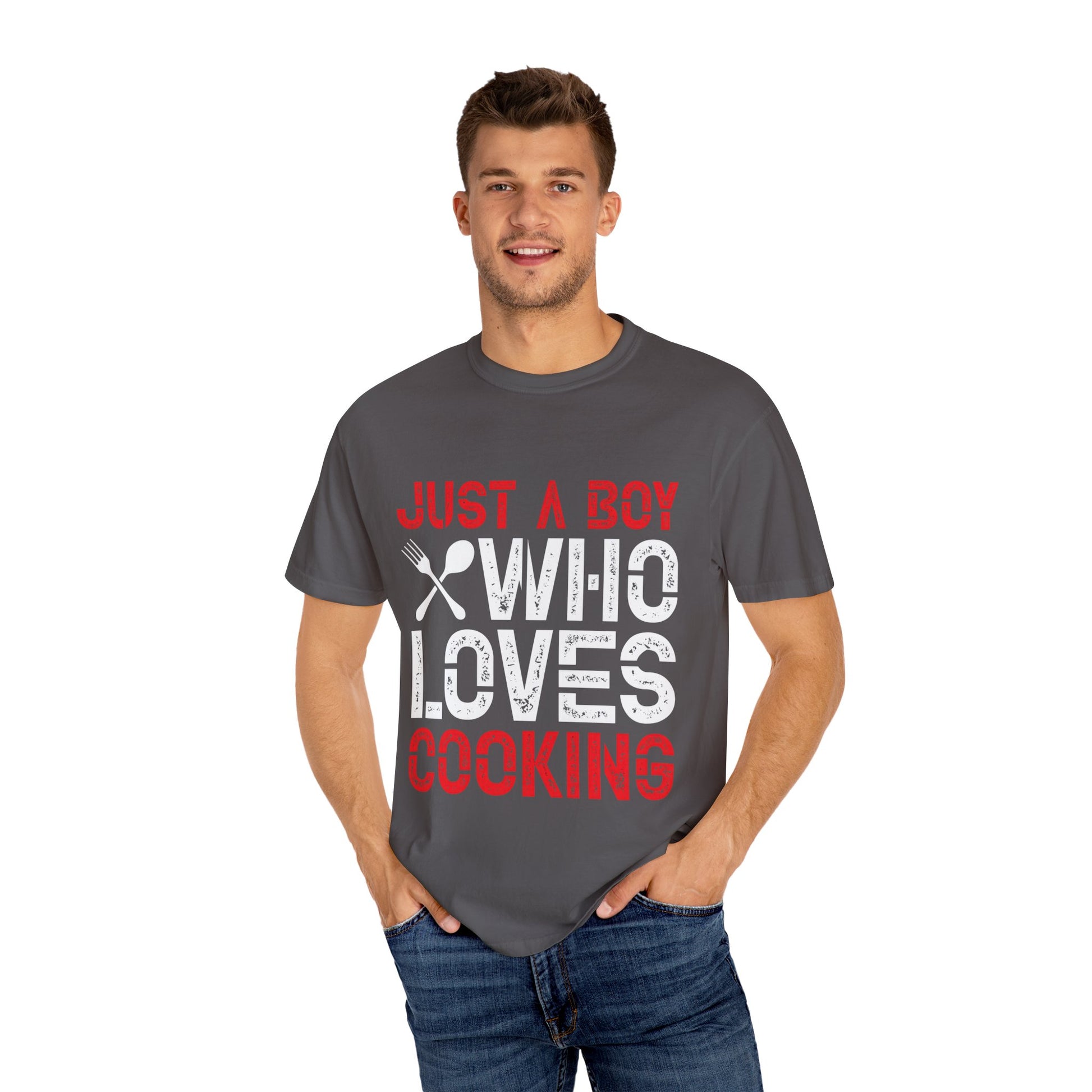 Just a Boy Who Loves Cooking T-Shirt - Unisex Garment-Dyed Tee