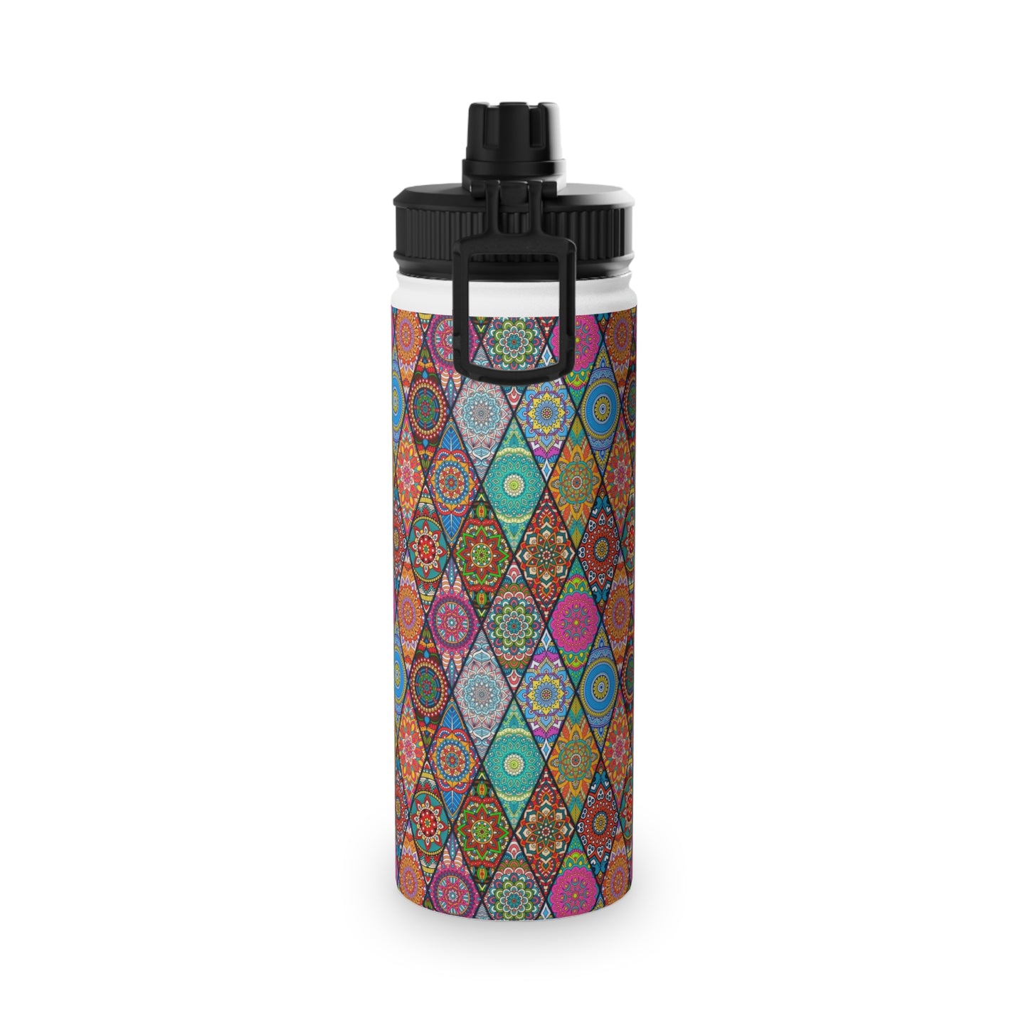 Mandala Argyle Stainless Steel Water Bottle, Sports Lid