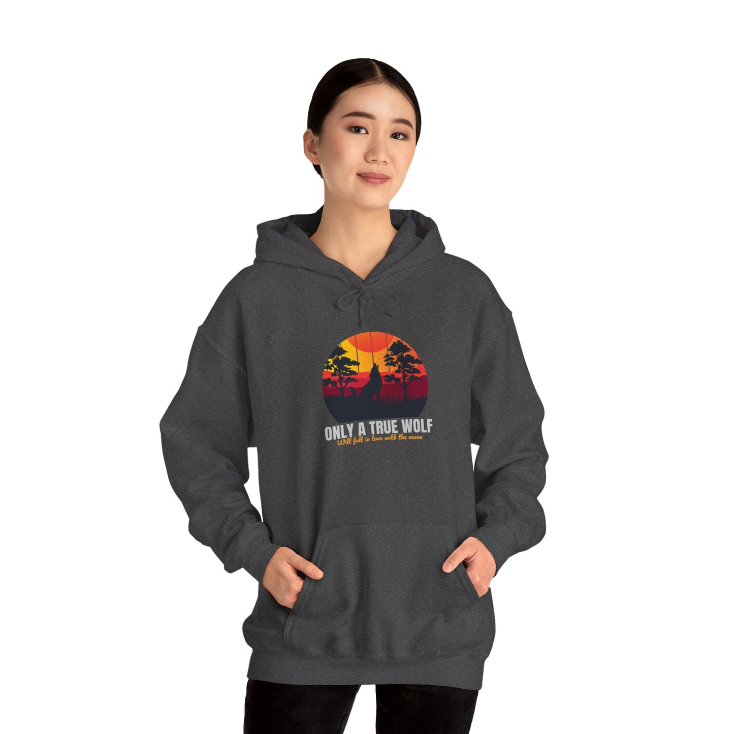 Only A True  Wolf Unisex Heavy Blend™ Hooded Sweatshirt