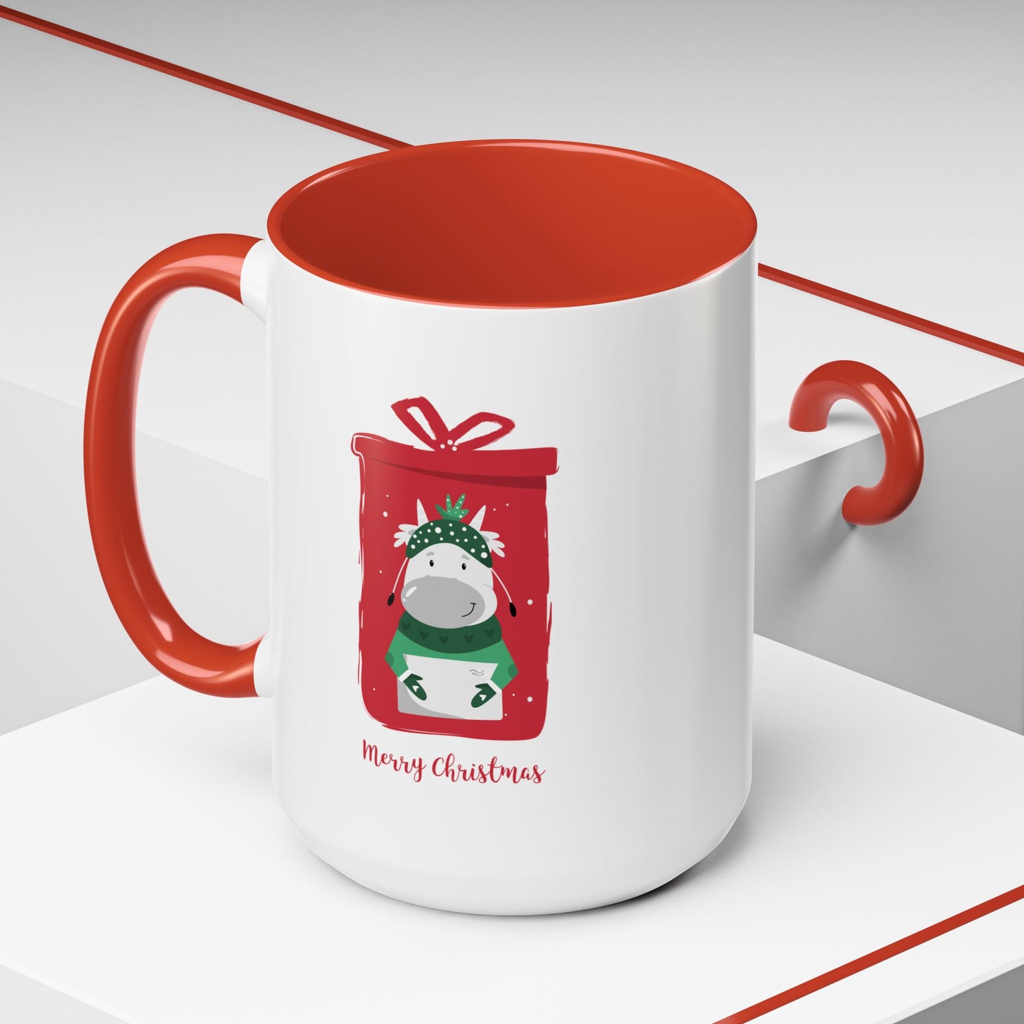 Merry Christmas Accent Coffee Mug (11, 15oz)