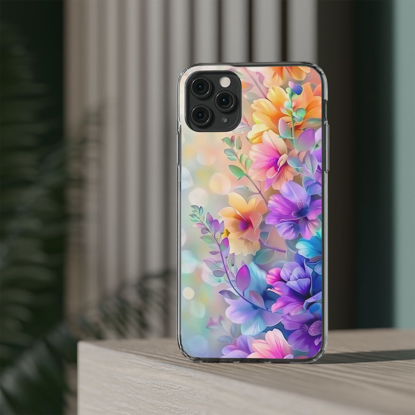 Floral Clear Phone Case -  Colorful Spring Design