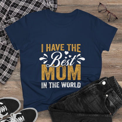 Best Mom Women's Midweight Cotton Tee – Perfect Gift for Mother's Day