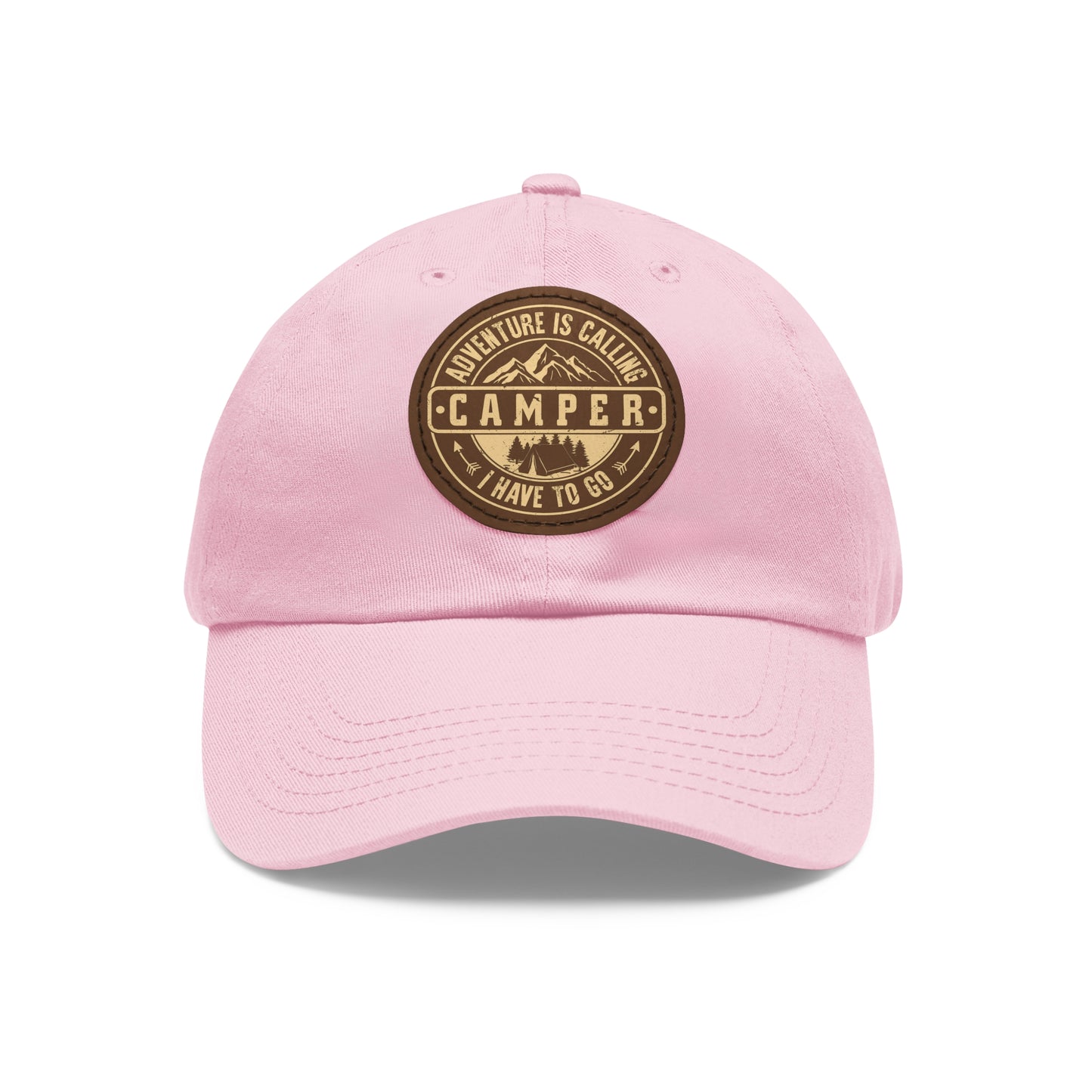 Adventure Camper Dad Hat - Leather Patch Cap for Outdoor Lovers