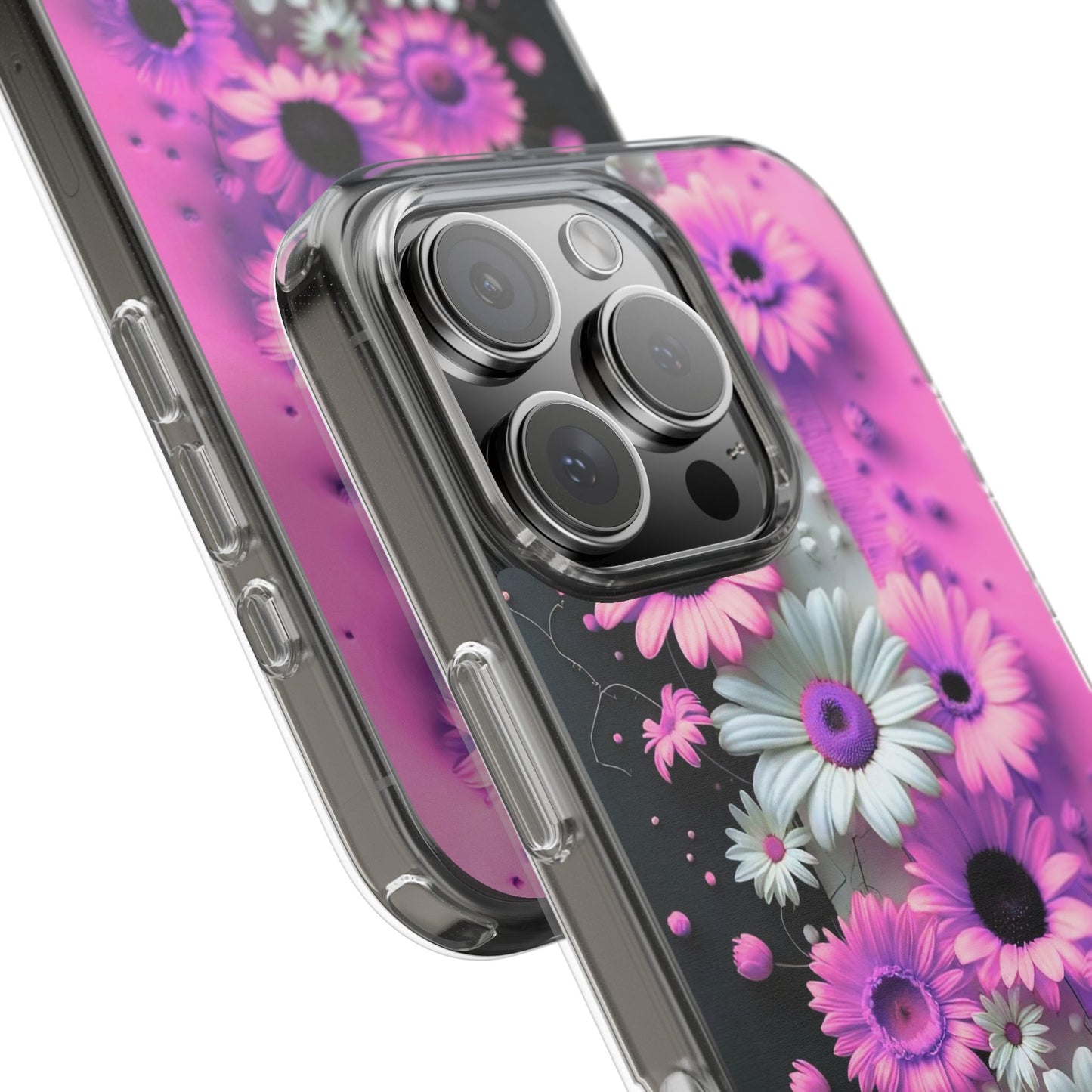 Floral Clear Phone Case – Pink Flower Design