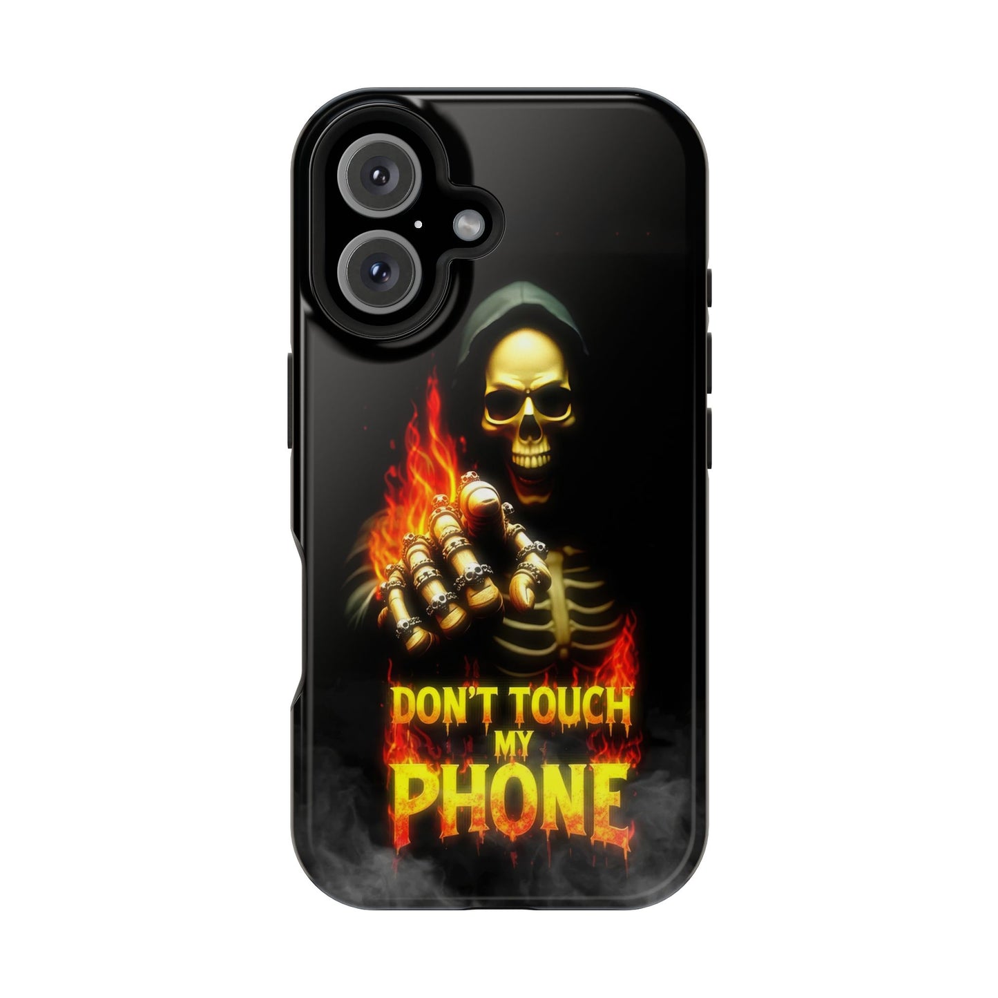 Skull Design Impact-Resistant iPhone Case, Don't Touch My Phone