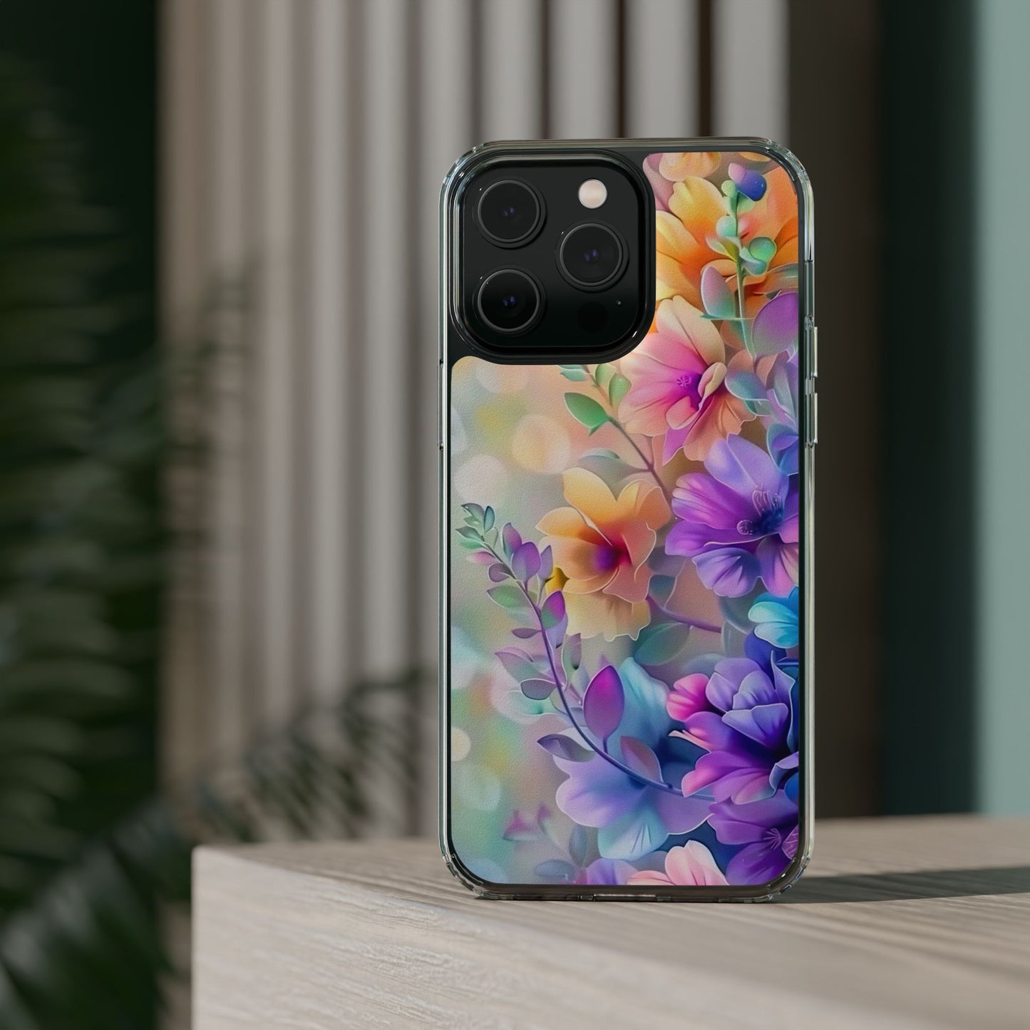 Floral Clear Phone Case -  Colorful Spring Design
