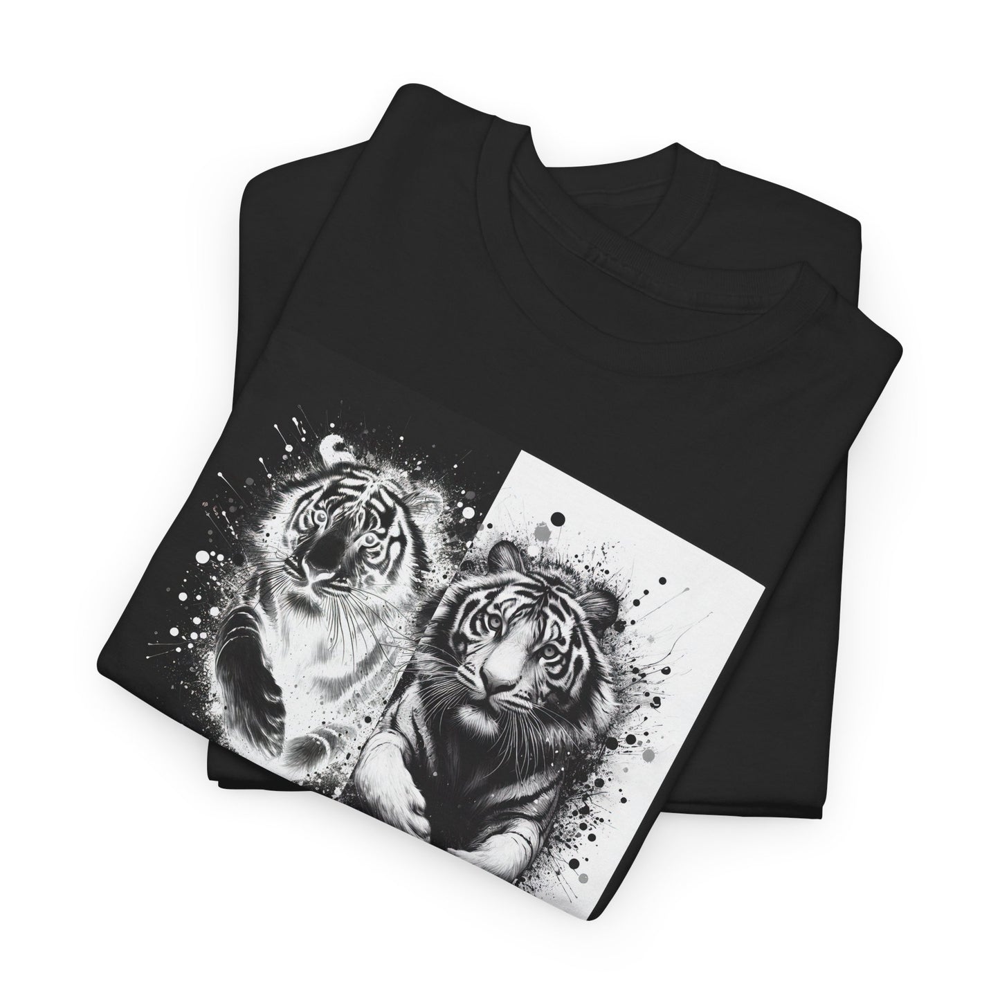 Black & White Tigers Unisex Heavy Cotton Tee