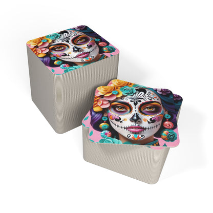 Colorful Sugar Skull Coasters, Party Drink Coasters, Day of the Dead Decor