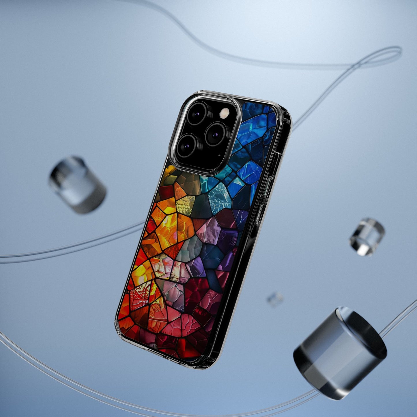 Vibrant Clear Phone Case, Colorful Stained Glass Design