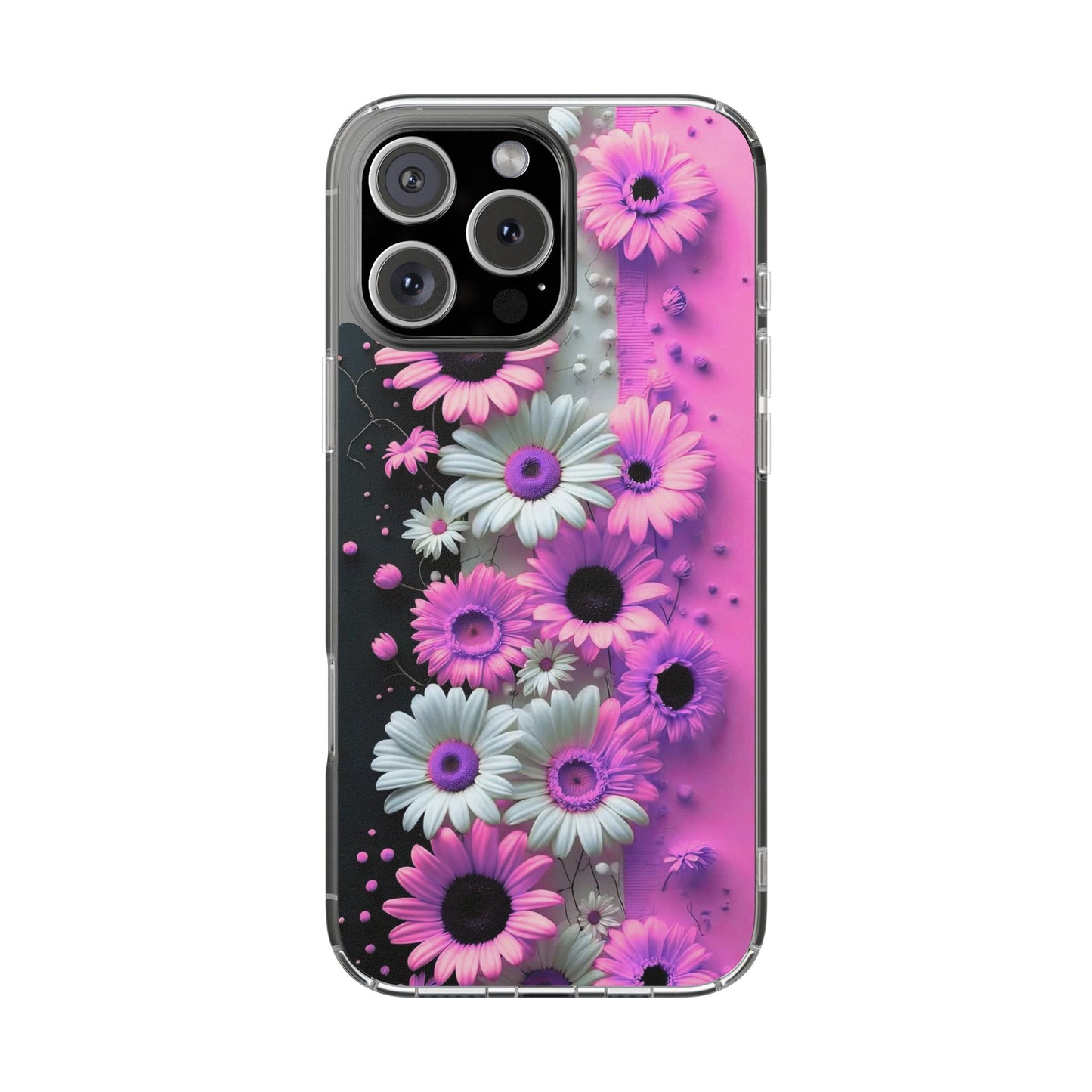 Floral Clear Phone Case – Pink Flower Design