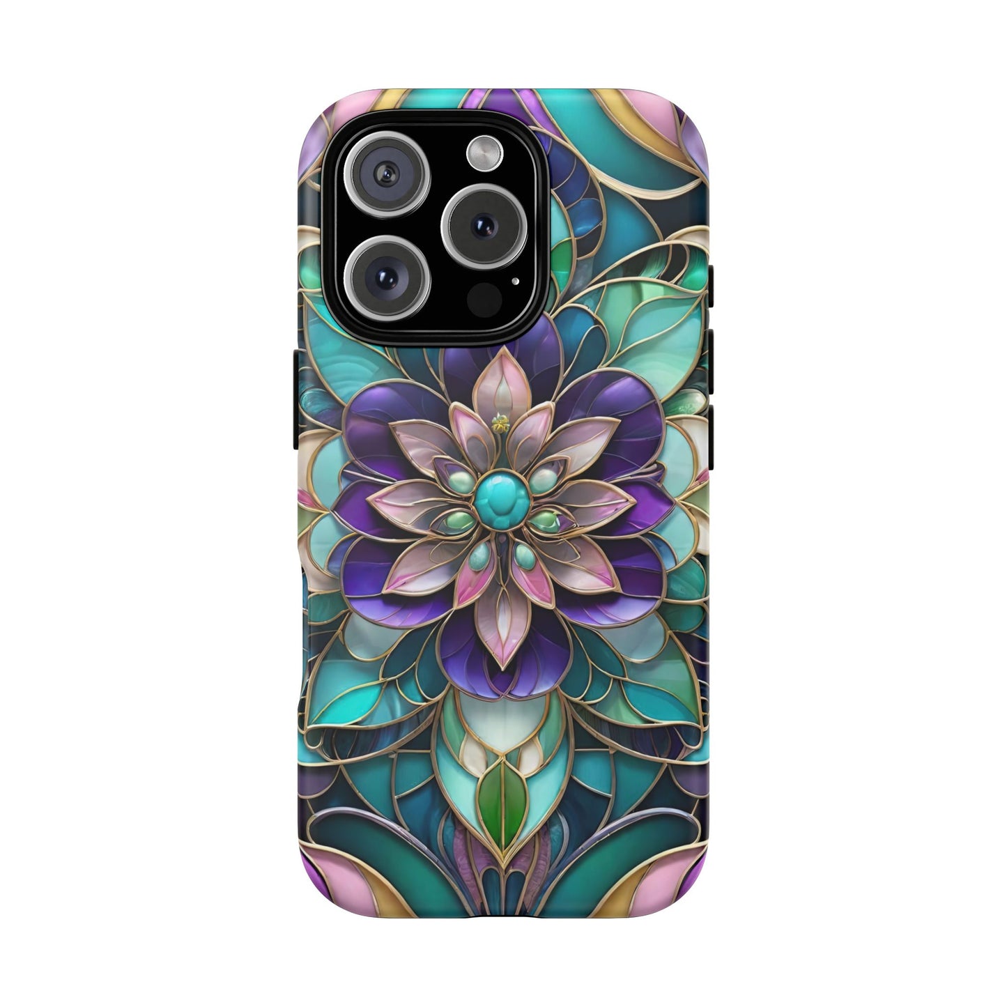 Floral Stained Glass Tough Phone Case -Stylish Protection for Your Device