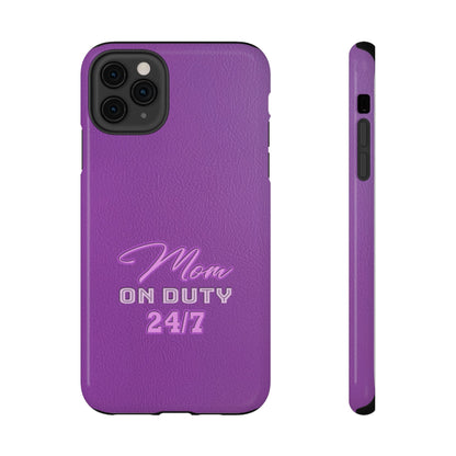 Mom On Duty Impact-Resistant Case, Purple Case for Mothers