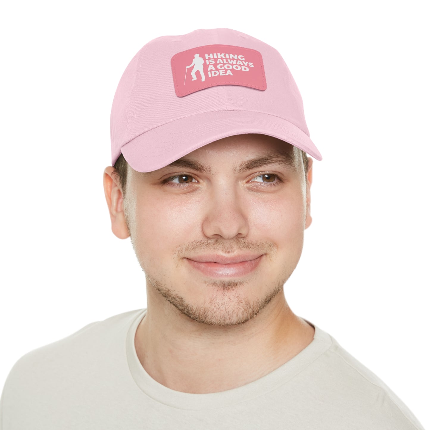 Hiking Is Always A Good Idea Dad Hat with Leather Patch (Rectangle)