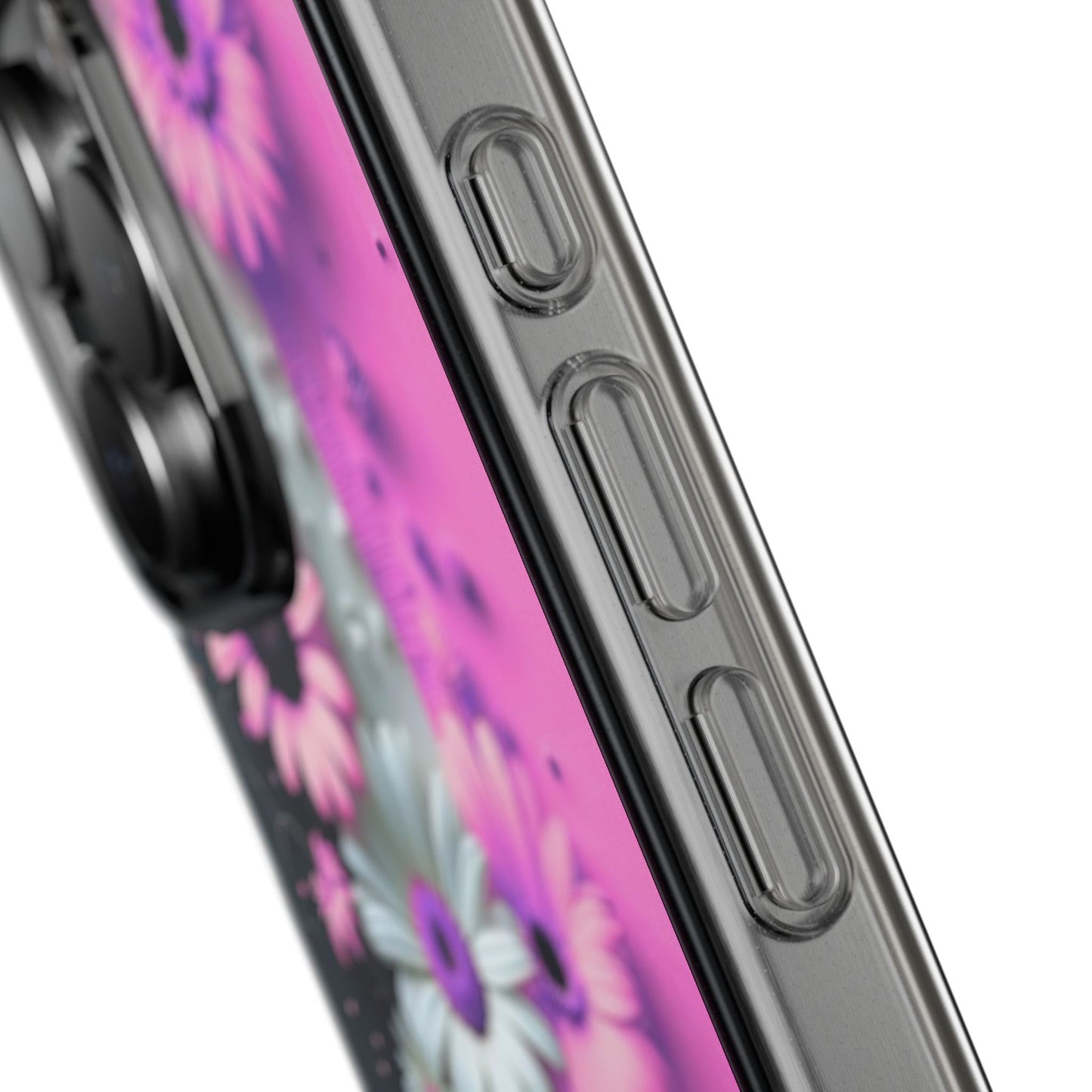 Floral Clear Phone Case – Pink Flower Design