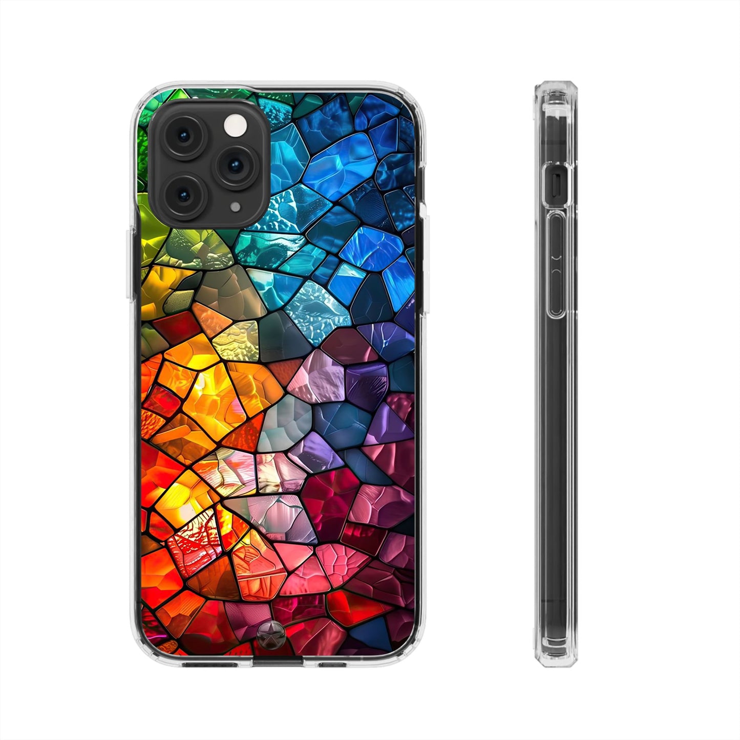 Vibrant Clear Phone Case, Colorful Stained Glass Design