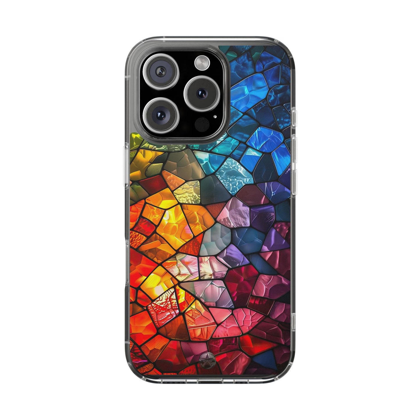 Vibrant Clear Phone Case, Colorful Stained Glass Design