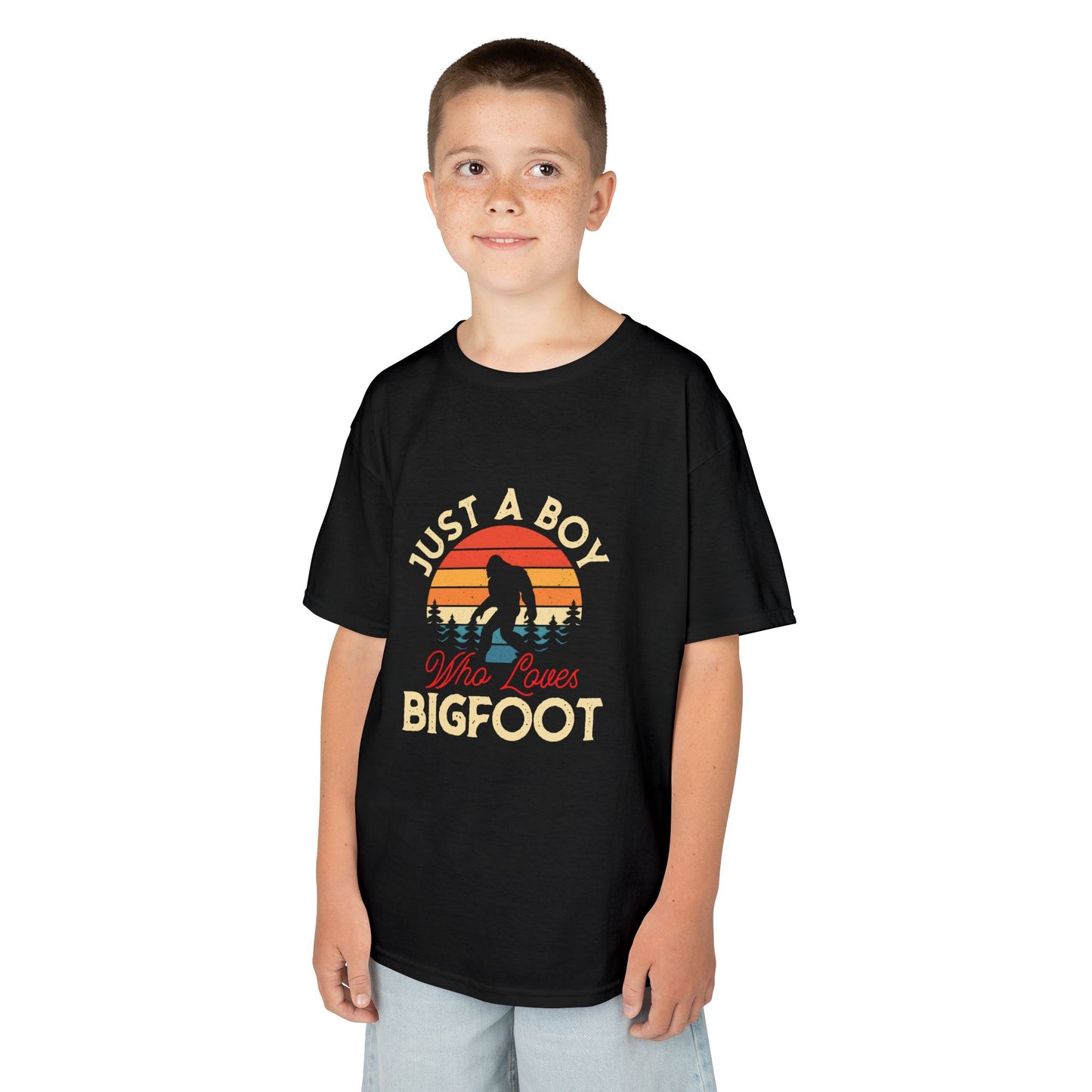 Kids Bigfoot Lover Tee - Just a Boy Who Loves Adventure