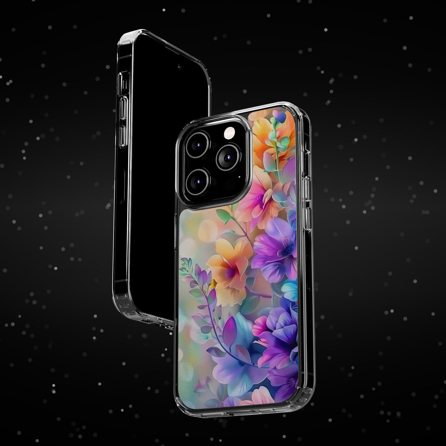 Floral Clear Phone Case -  Colorful Spring Design