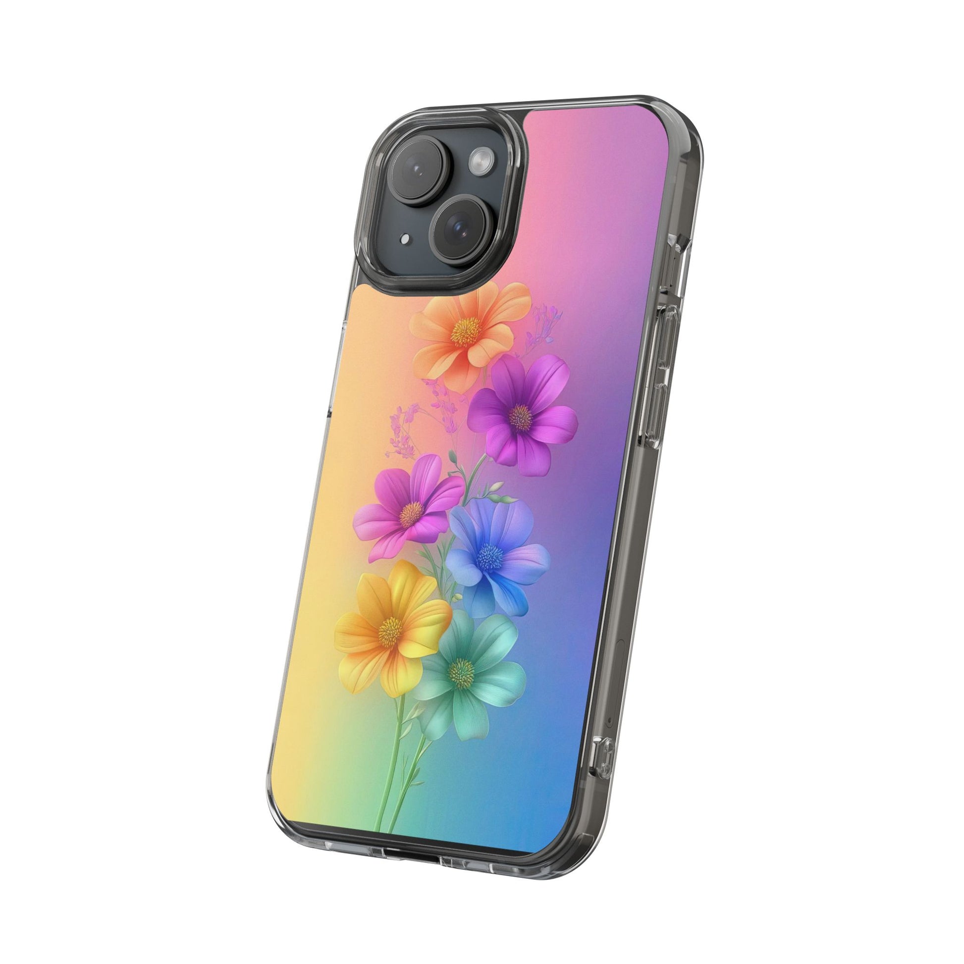 Floral Clear Phone Case – Colorful Flower Design