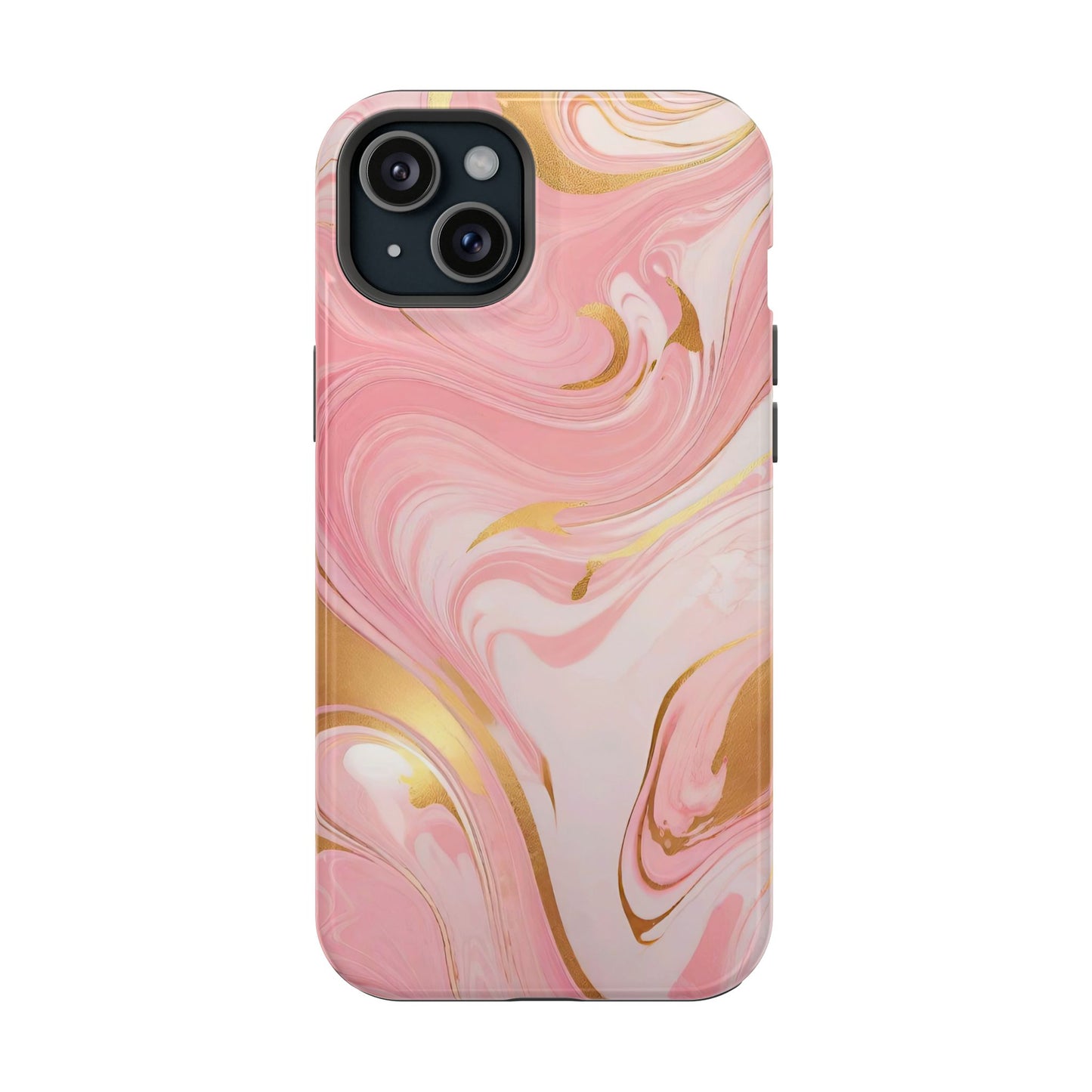 Stylish Magnetic Phone Case, Pink Marble Protective Cover