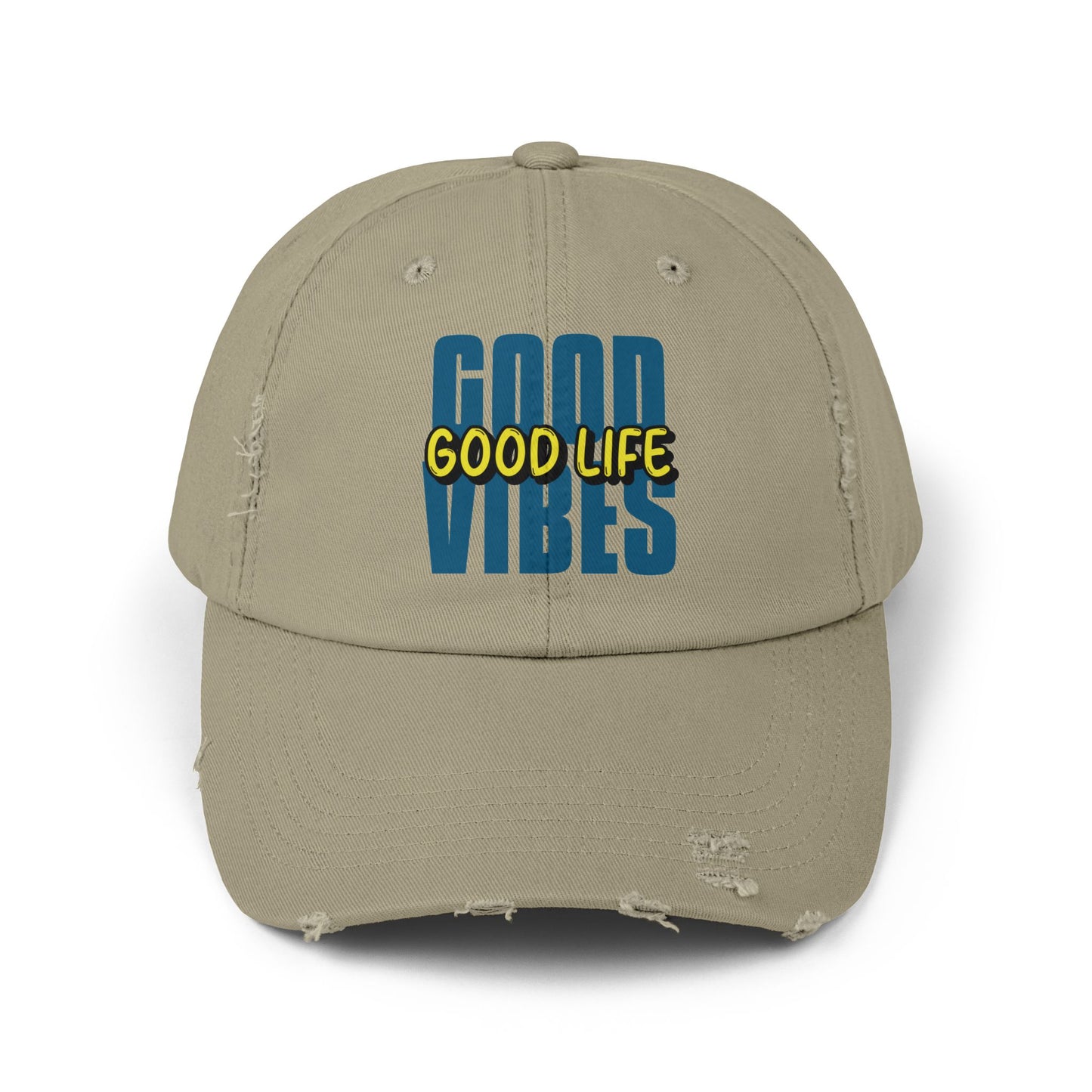 Good Vibes Good Life Unisex Distressed Cap