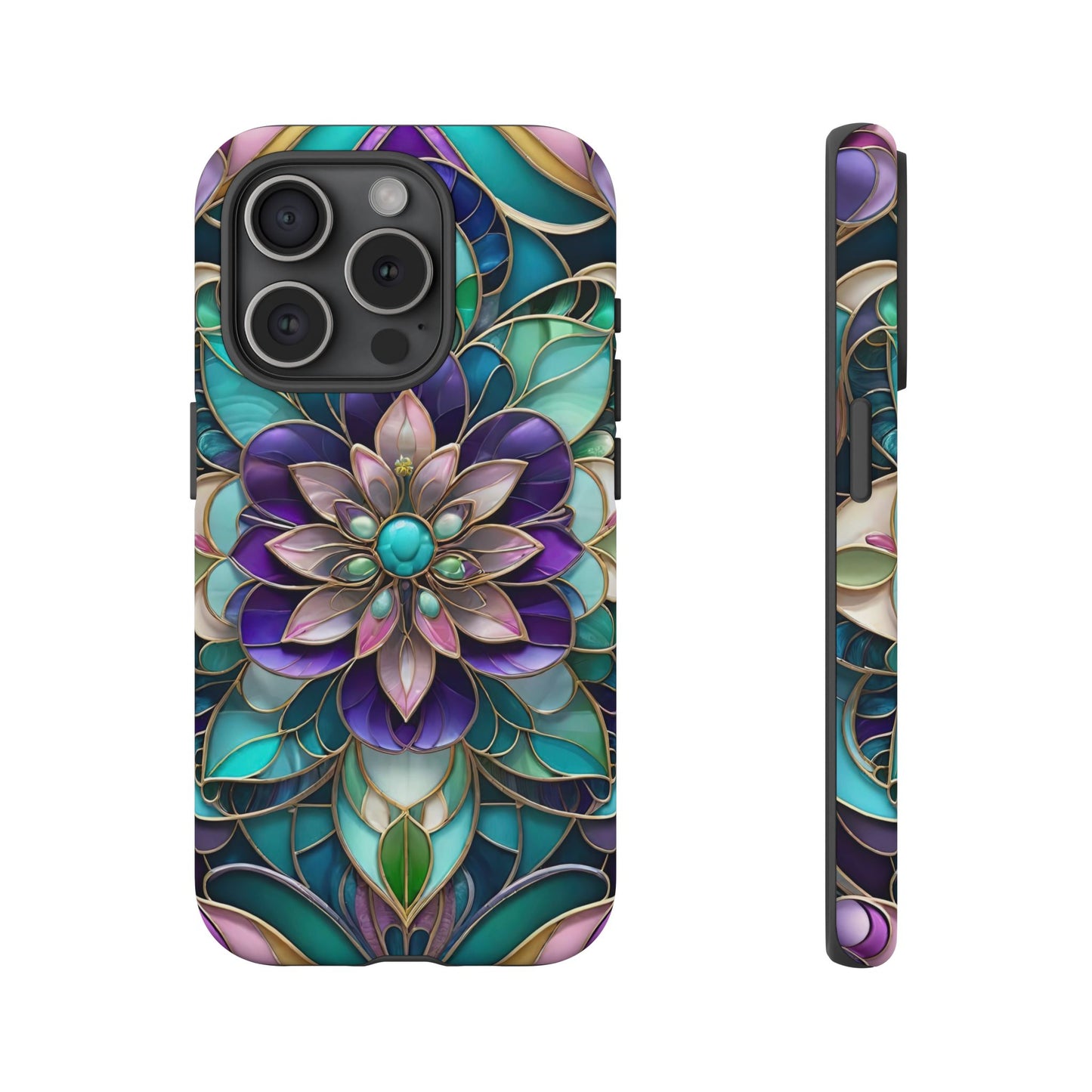 Floral Stained Glass Tough Phone Case -Stylish Protection for Your Device